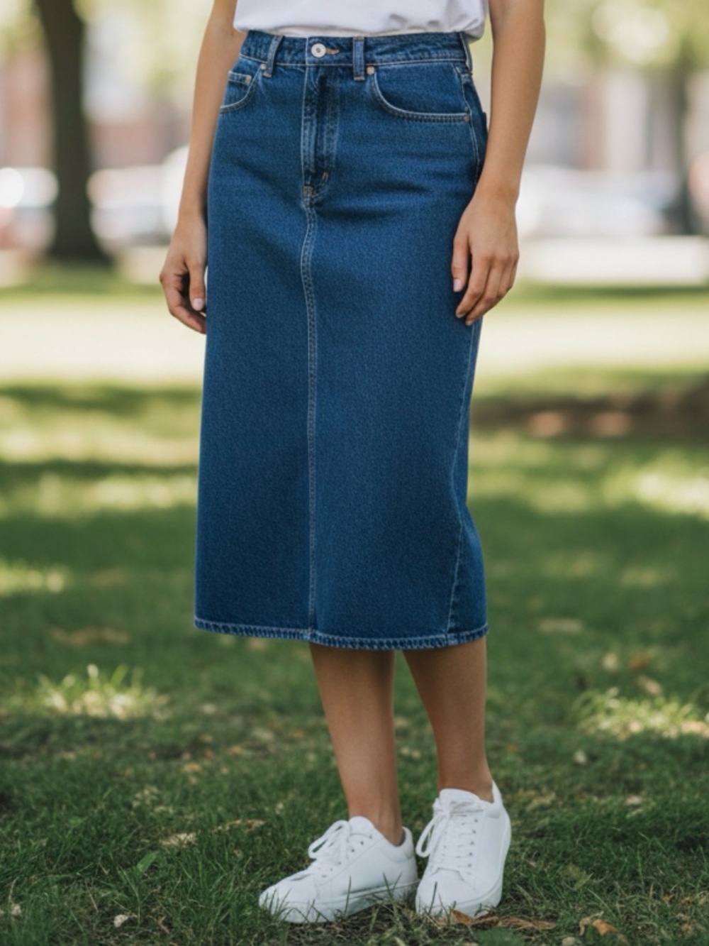 🫶🏻 PROP Vintage Classic Denim Midi Skirt